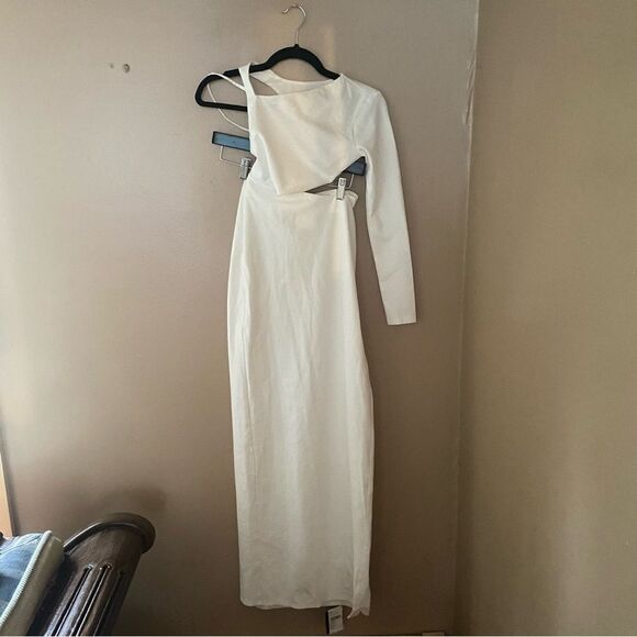 Michael Costello x Revolve Marianna gown maxi dress white cut out high slit XXS - Picture 10 of 11